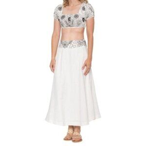 Free People Lotus Shirt and Skirt Set - Short Sleeve Lining Cotton Size L New